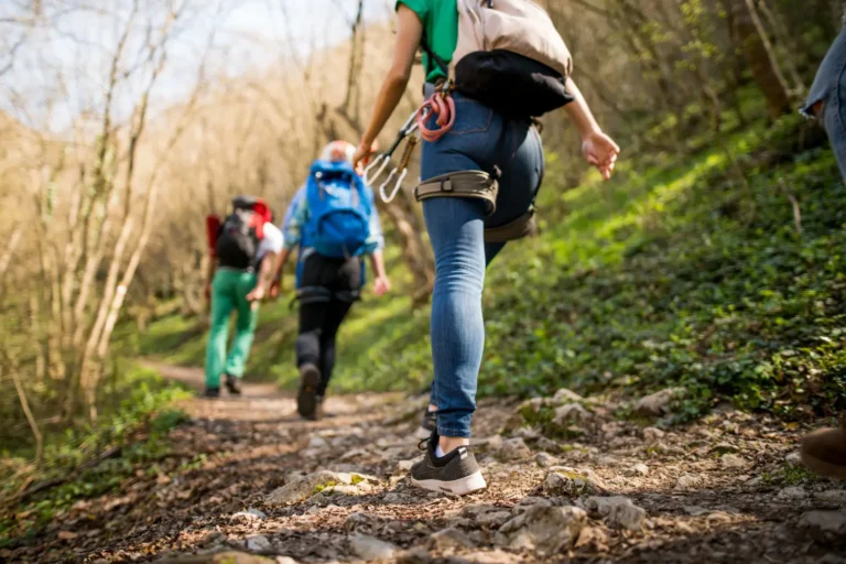 3 people out on a nature hike