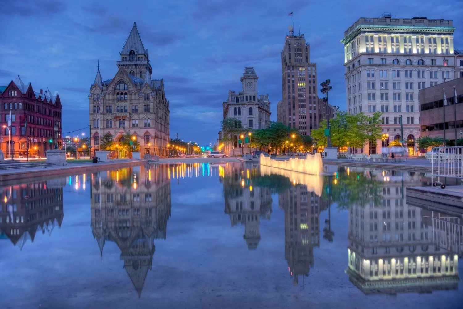 View of Syracuse New York during Evening time