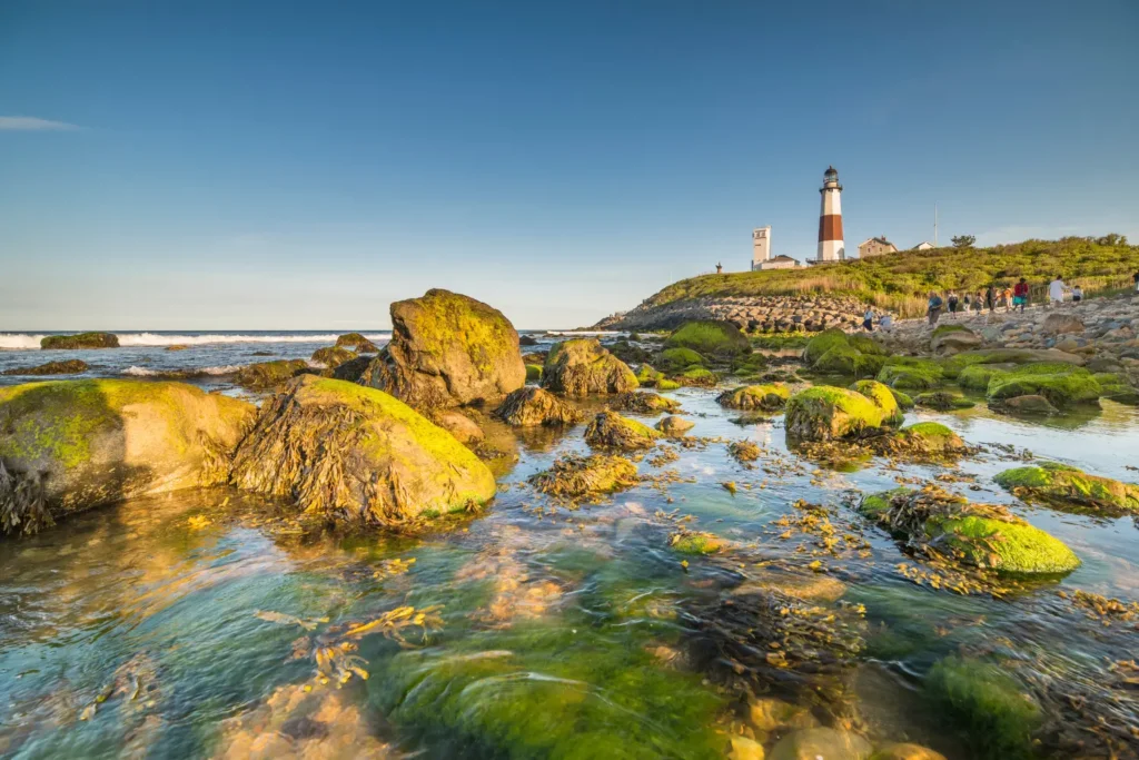 View of the Montauk Point Light Lighthouse in Long Island New York