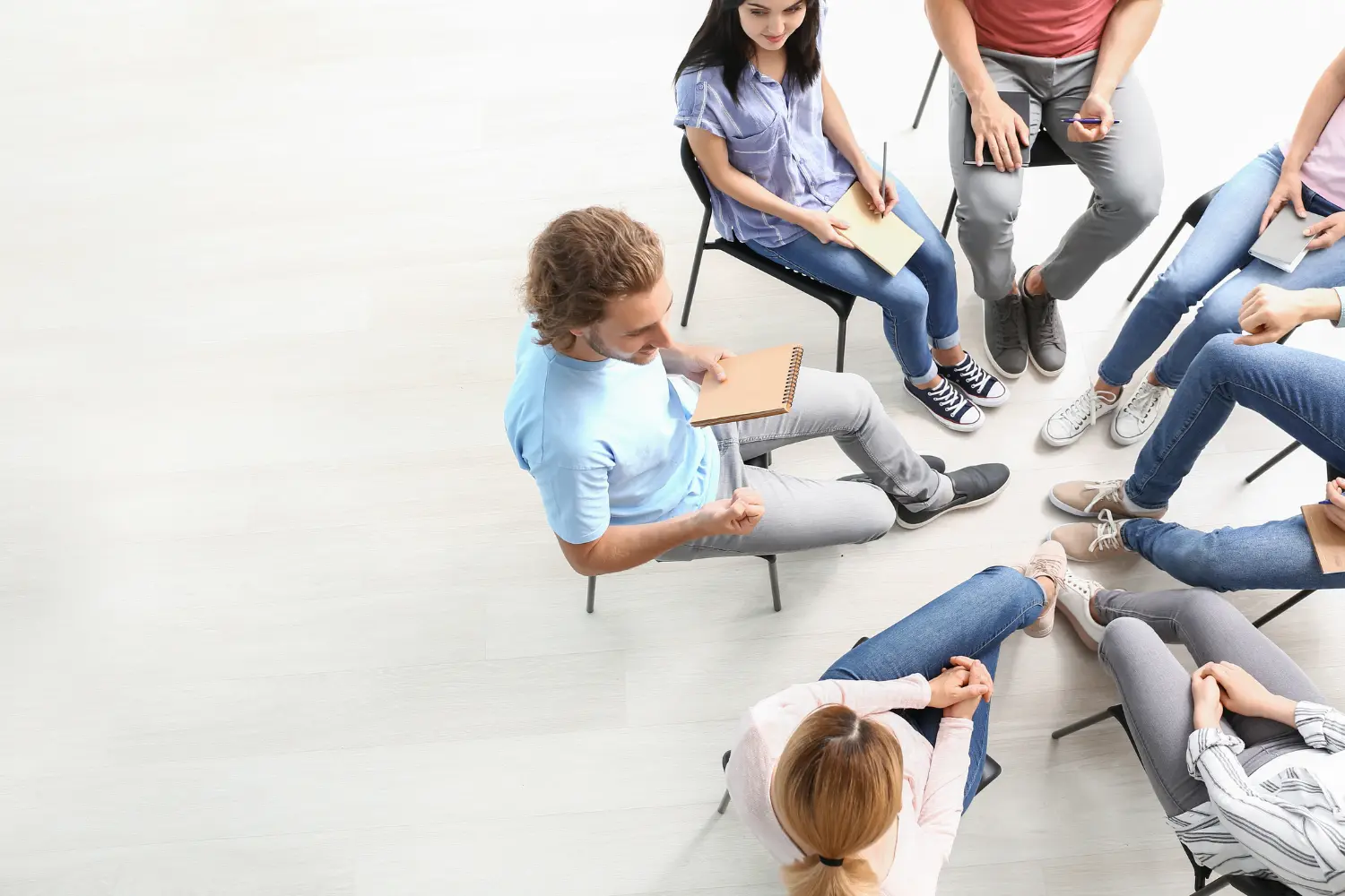 top down view of a group therapy circle