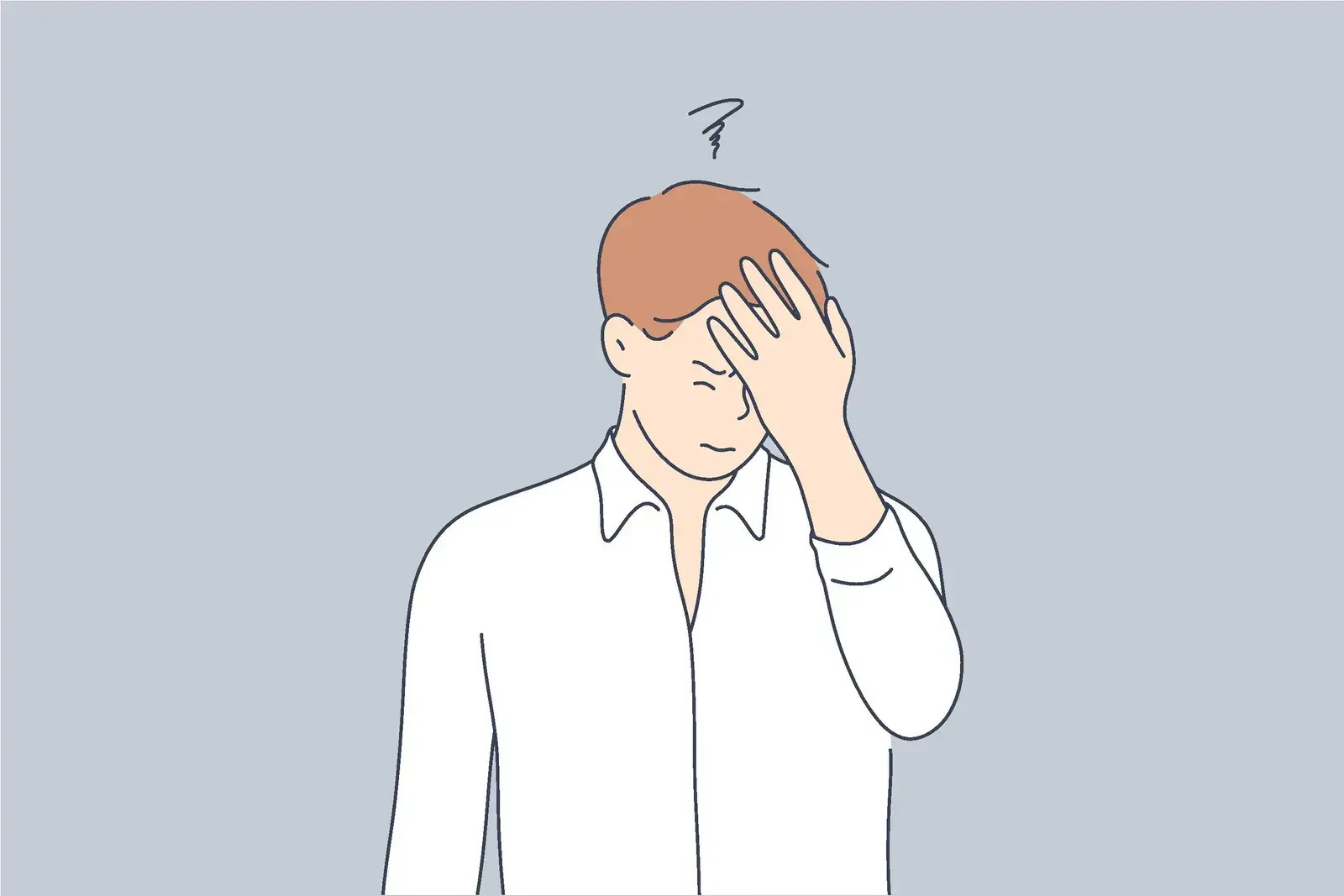 Person holding his head because of bad memory.